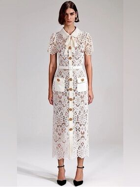 Self-Portrait Ivory Lace Midi Dress